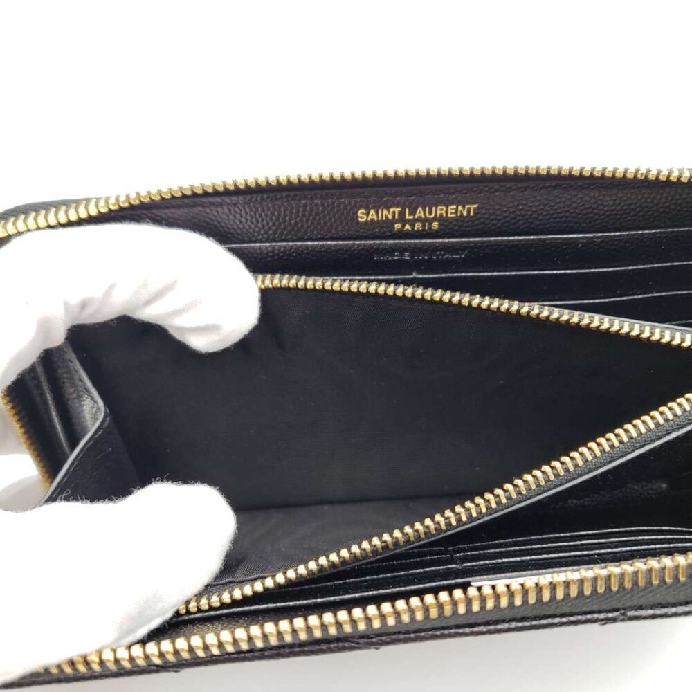 Yves Saint Laurent Zippy Black Chevron Quilted Zip Wallet with Gold Hardware - Picture 8 of 11